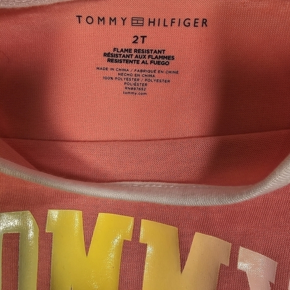Tommy Hilfiger Toddler Girl's Two-piece Pajama Set Pink/Yellow/Blue, 2T NWT - Picture 8 of 8